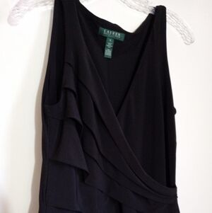 Lauren Ralph Lauren Dress black sleeveless surplice neckline bodycon midi dress